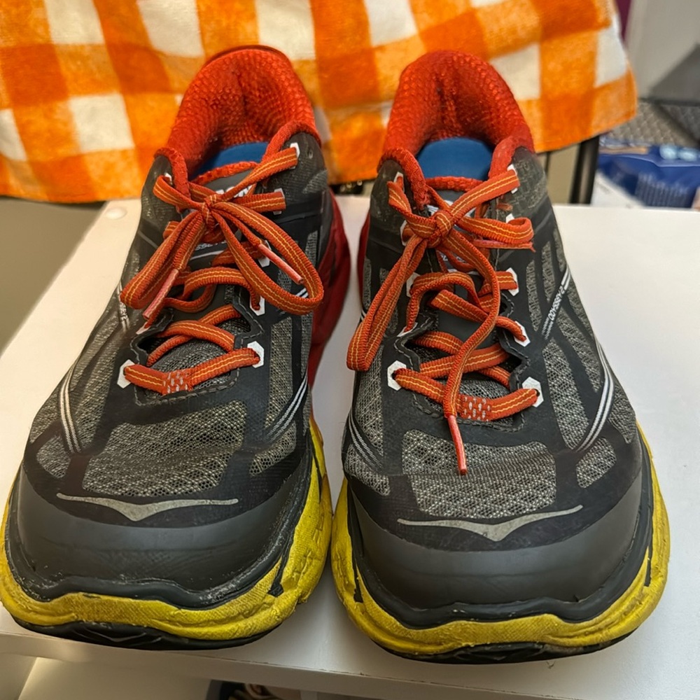 HOKAONEONE these are size 8 1/2 men’s sneakers Odyssey two  orange and yellow